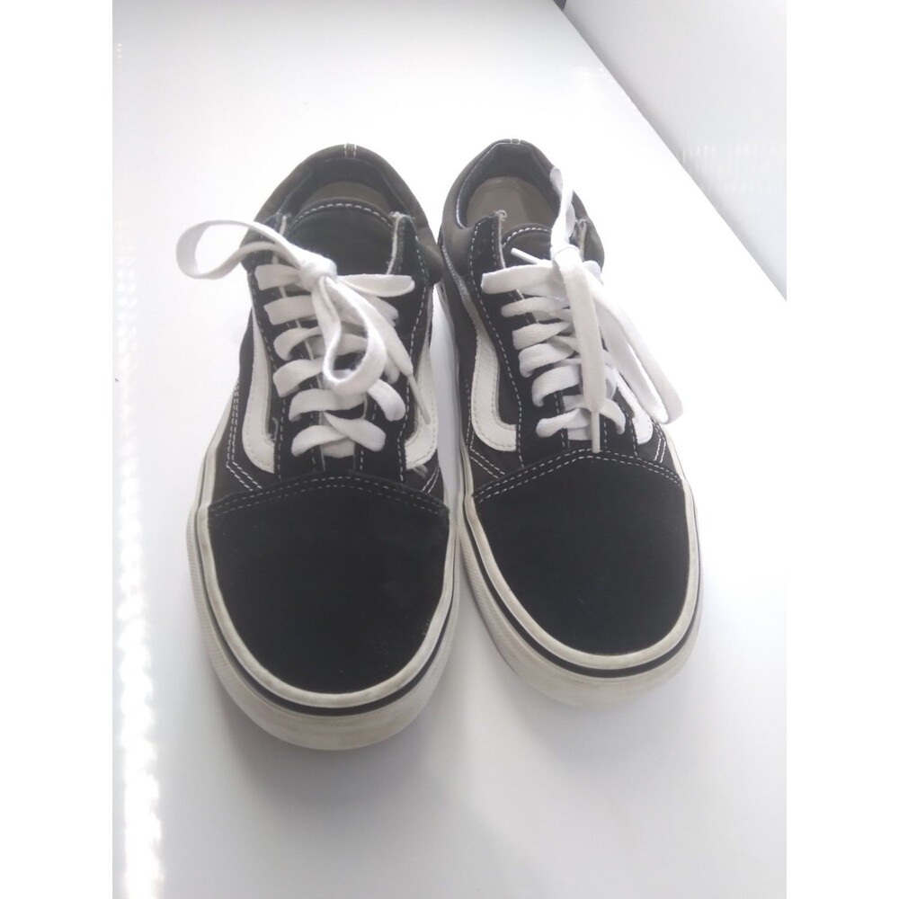 Vans Off The Wall Black Slip on Shoes Men's Size 6 Women's 7.5 Lace Up Sneakers - Picture 9 of 10